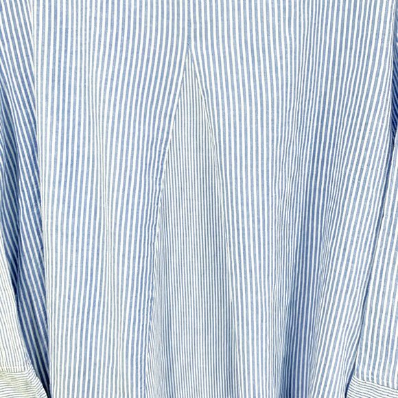Habitat Blue White Seersucker Button Front Tunic Shirt Top Blouse Size Large - Picture 4 of 10
